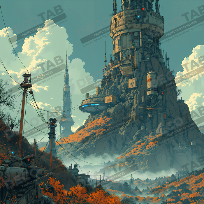 Tableau d'un paysage futuriste