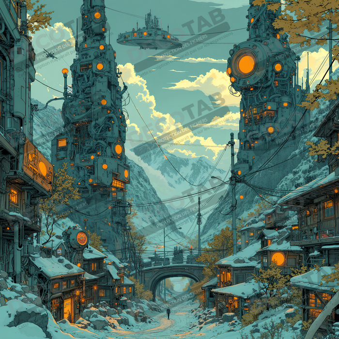 Tableau d'un paysage futuriste