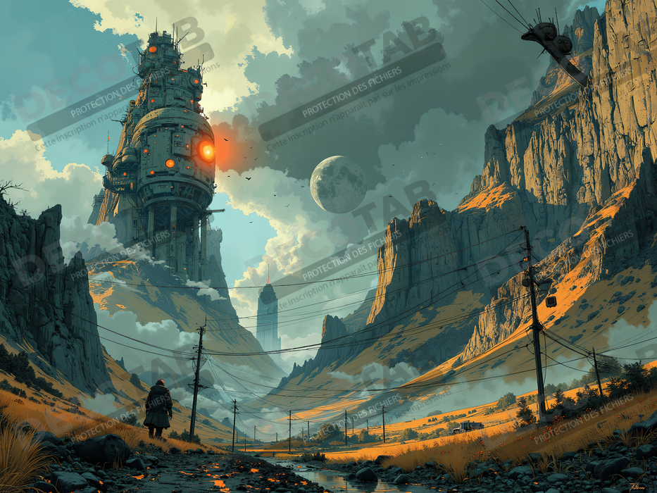 Tableau d'un paysage futuriste