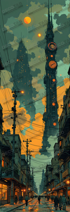 Tableau paysage urbain science-fiction