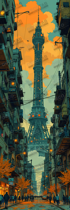 Tableau de Paris SF futuriste