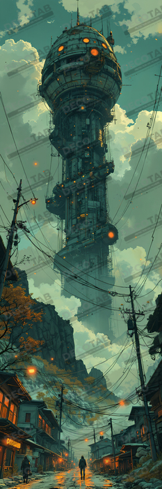 Tableau d'un paysage futuriste