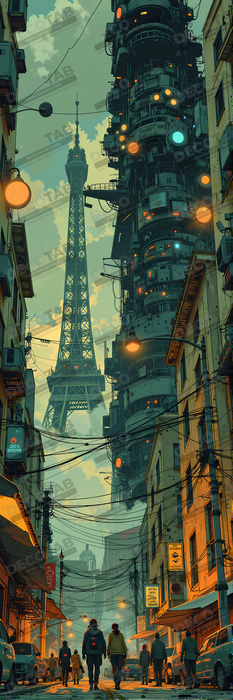 Tableau de Paris SF futuriste