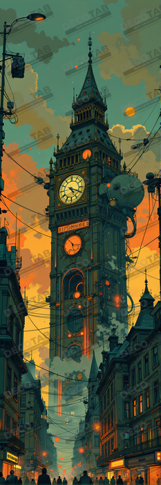 Tableau paysage urbain science-fiction