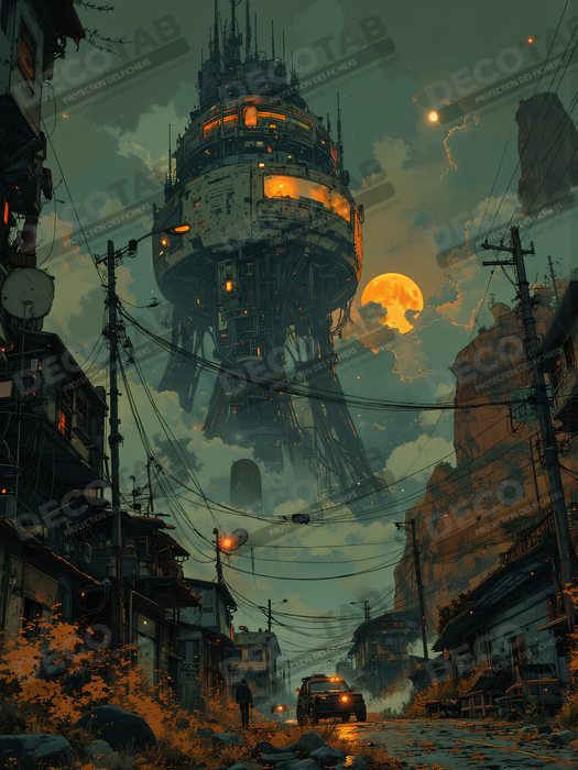 Tableau d'un paysage futuriste