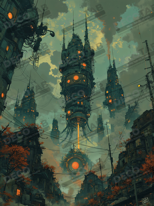 Tableau d'un paysage futuriste