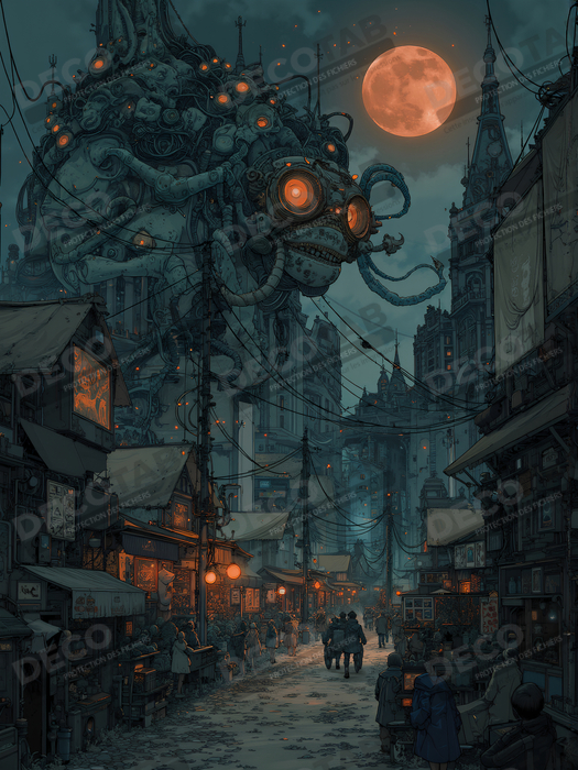 Tableau paysage urbain science-fiction