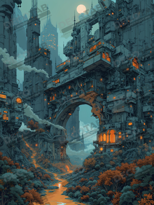 Tableau d'un paysage futuriste