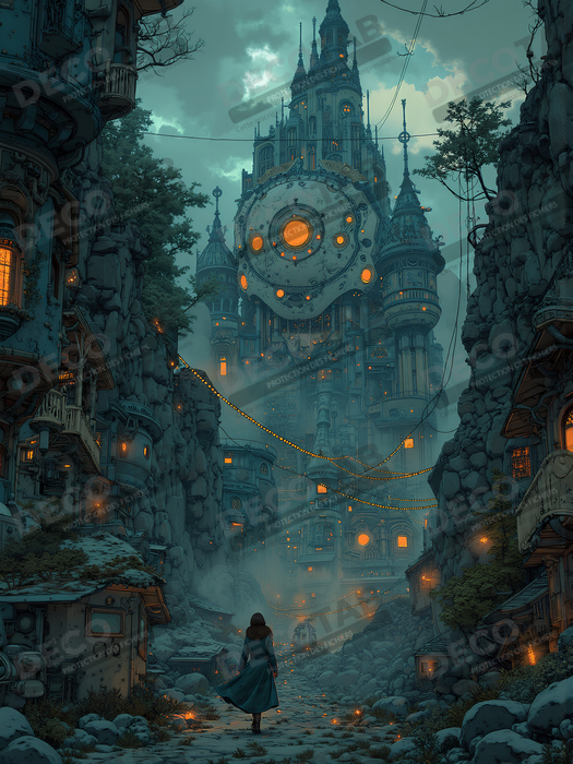 Paysage futuriste sombre et organique