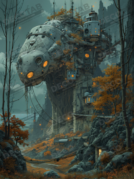 Paysage futuriste sombre et organique