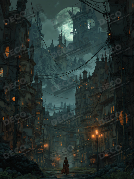 Paysage futuriste sombre et organique