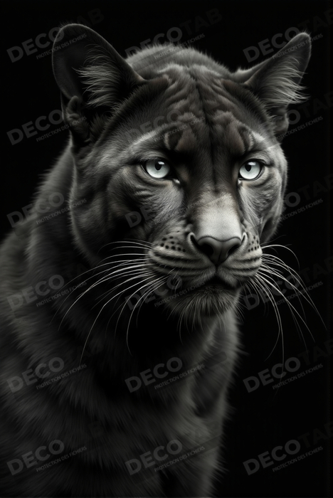 Tableau panthère noire - Portrait artistique sur fond noir