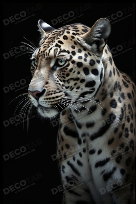 Tableau léopard - Portrait studio sur fond noir