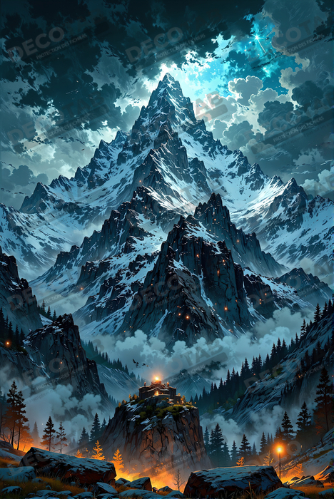 Tableau montagne enneigée monumentale