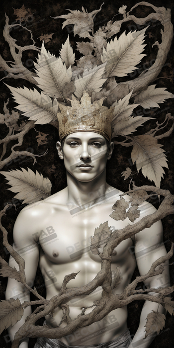 Tableau portrait masculin mystique et végétal