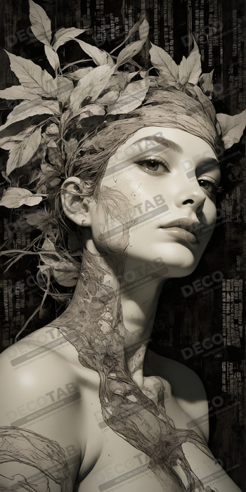 Tableau portrait féminin mystique et végétal