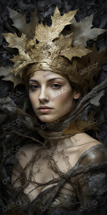 Tableau portrait féminin mystique et végétal