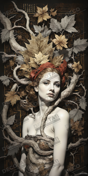 Tableau portrait féminin mystique et végétal