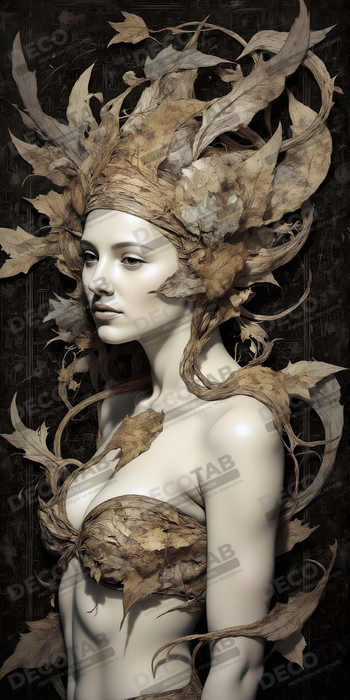 Tableau portrait féminin mystique et végétal