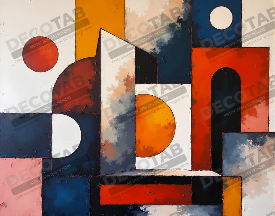 Tableau abstrait rouge anguleux