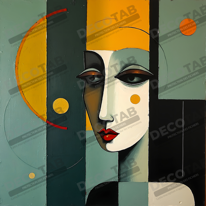 Tableau abstrait vert et jaune texturé