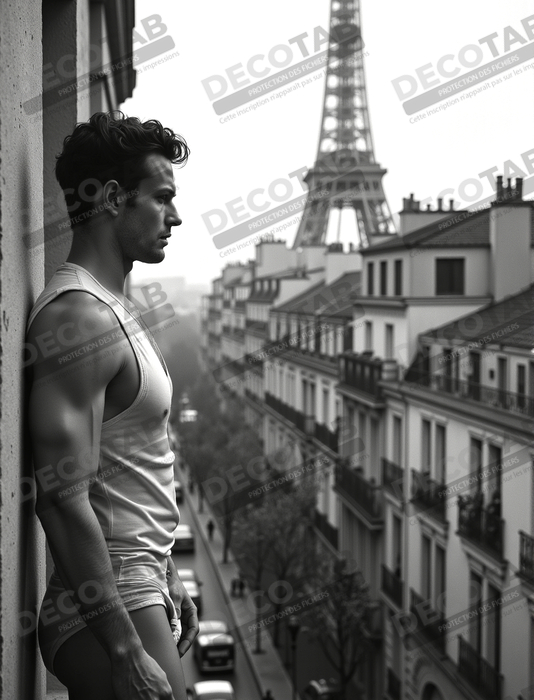 Tableaux noir et blanc masculin Paris intime
