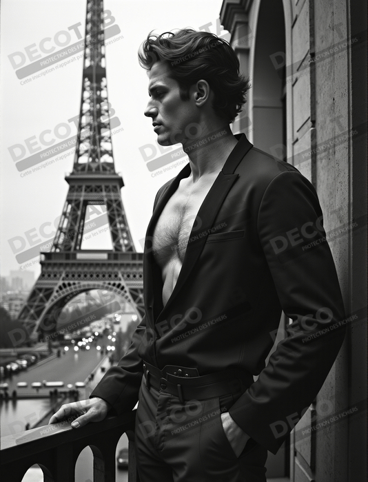 Tableaux noir et blanc masculin Paris intime