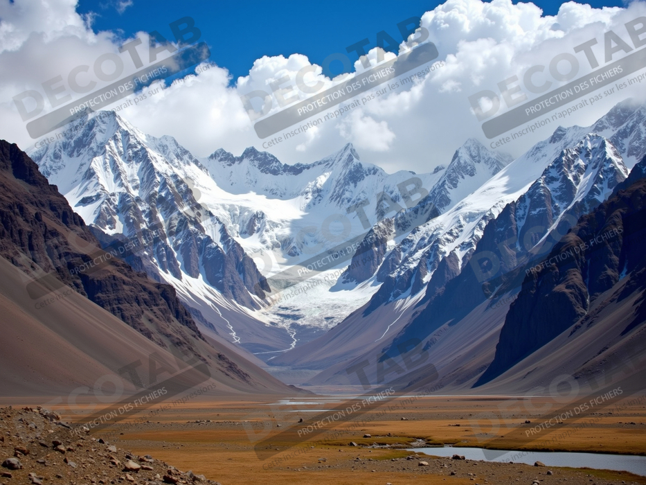 Tableau Himalaya et plateau désertique