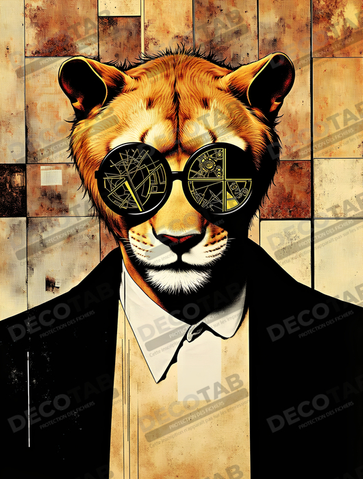 Tableau animal hypnotique rétro - Portrait mystérieux et graphique