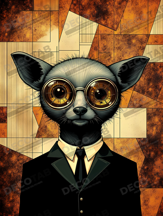 Tableau animal hypnotique rétro - Portrait mystérieux et graphique