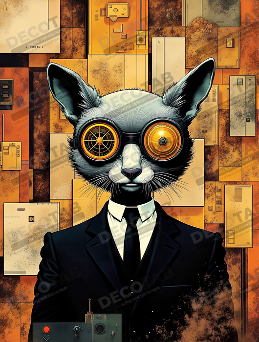 Tableau animal hypnotique rétro - Portrait mystérieux et graphique