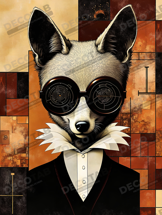 Tableau animal hypnotique rétro - Portrait mystérieux et graphique