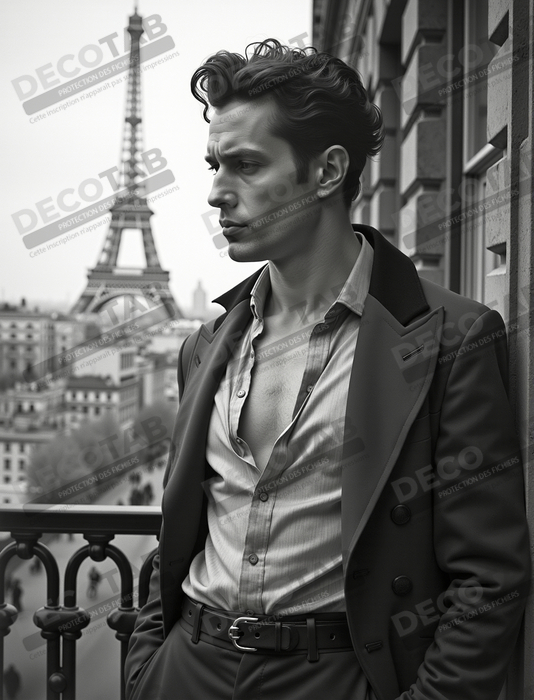 Tableaux noir et blanc masculin Paris intime