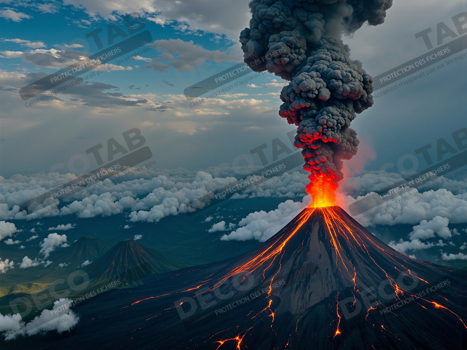 Tableau paysage volcanique spectaculaire