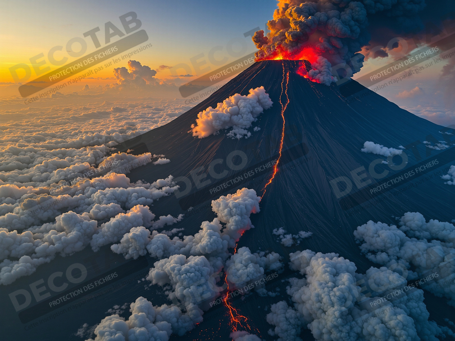 Tableau paysage volcanique spectaculaire