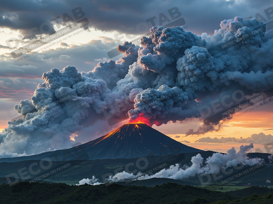Tableau paysage volcanique spectaculaire
