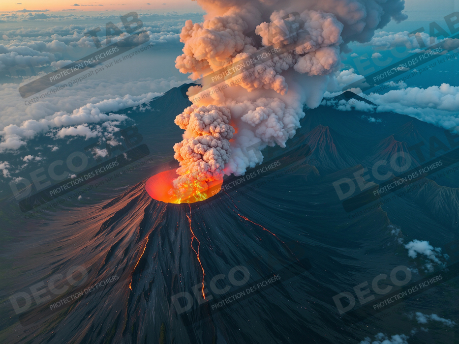 Tableau paysage volcanique spectaculaire
