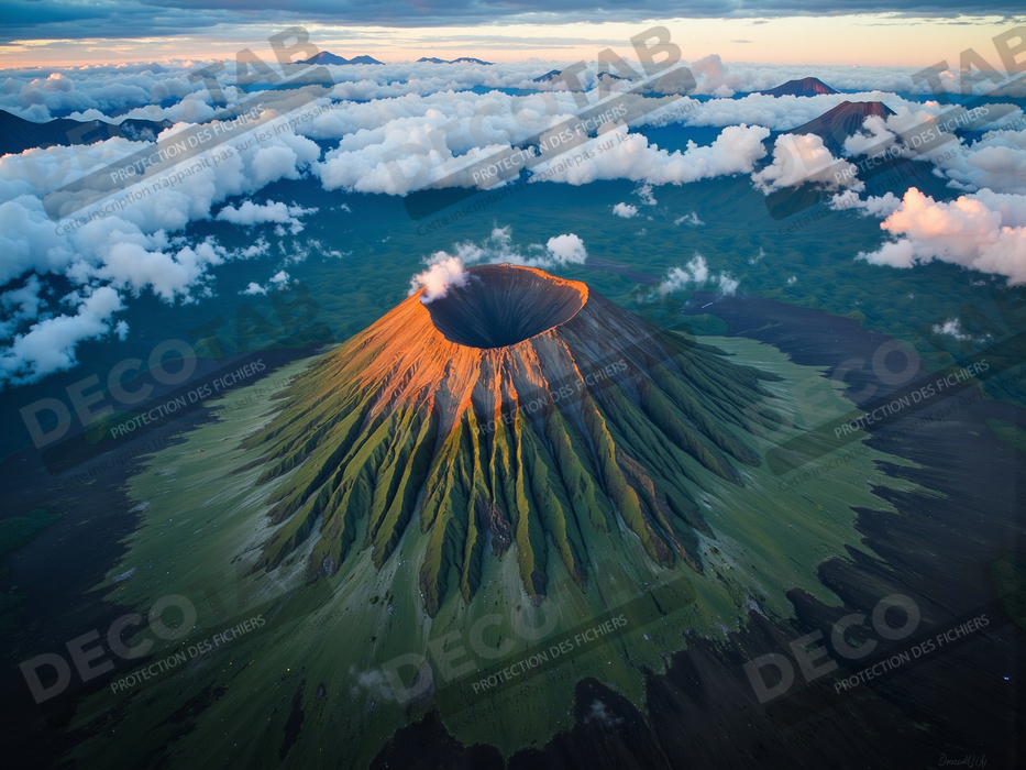 Tableau paysage volcanique spectaculaire