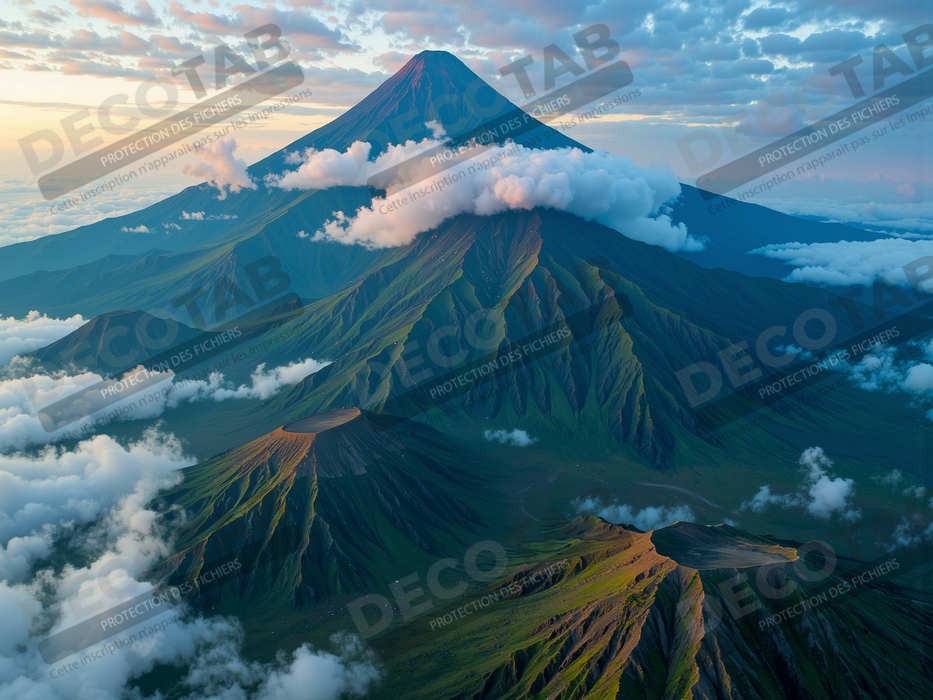 Tableau paysage volcanique spectaculaire