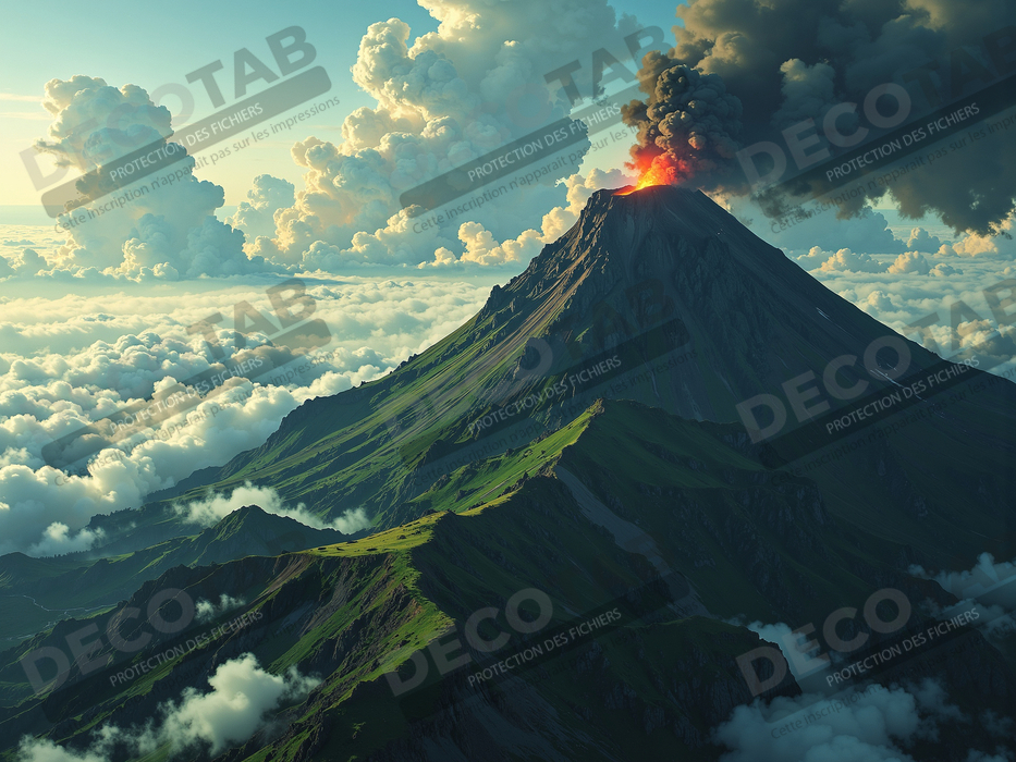 Tableau paysage volcanique spectaculaire