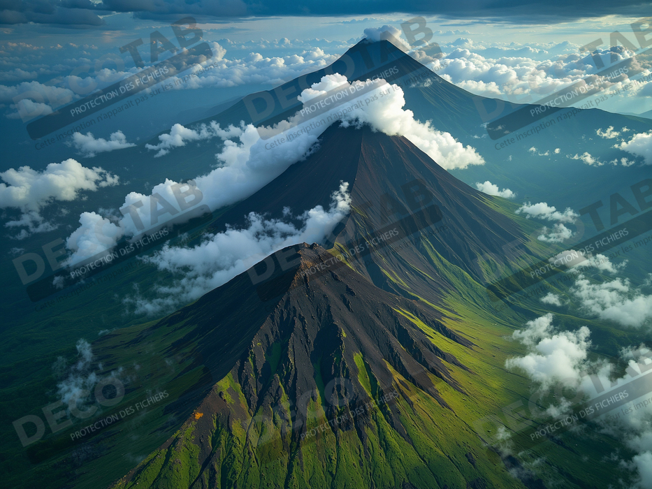 Tableau paysage volcanique spectaculaire