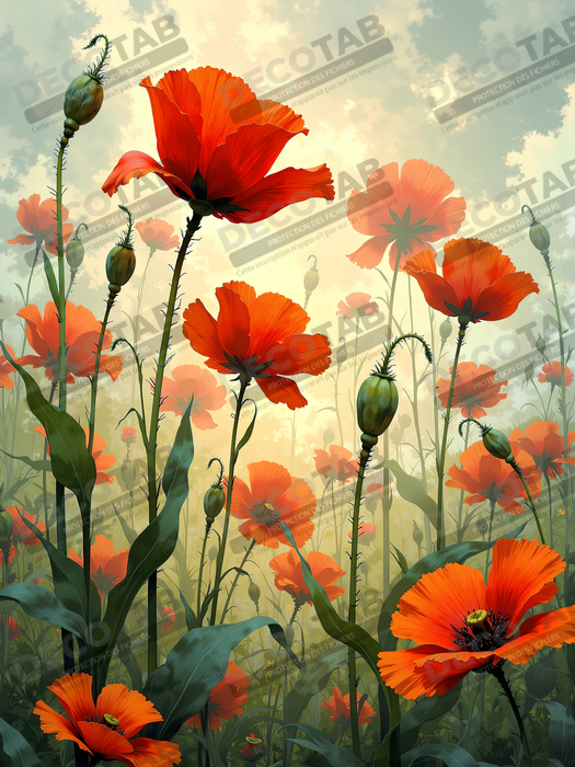 Tableau illustratif coquelicots doux