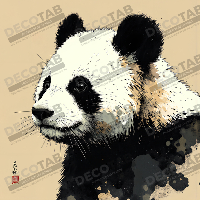 Tableau panda moderne - Peinture animalière expressive et graphique