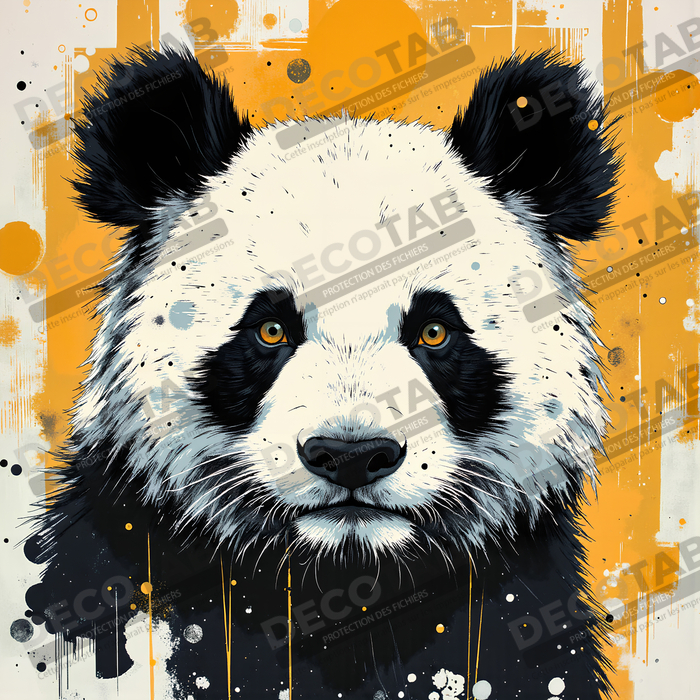Tableau panda moderne - Peinture animalière expressive et graphique