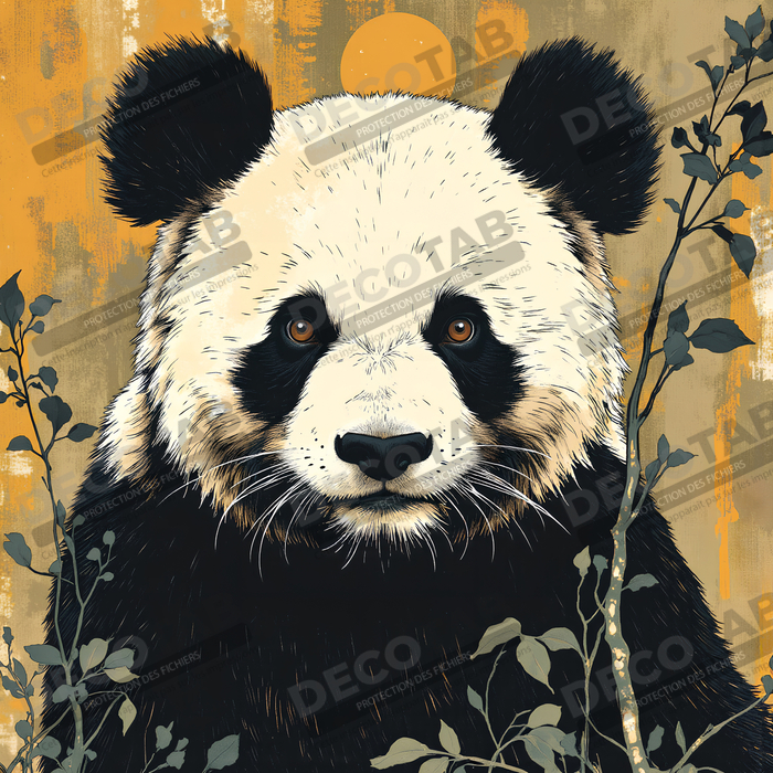 Tableau panda moderne - Peinture animalière expressive et graphique