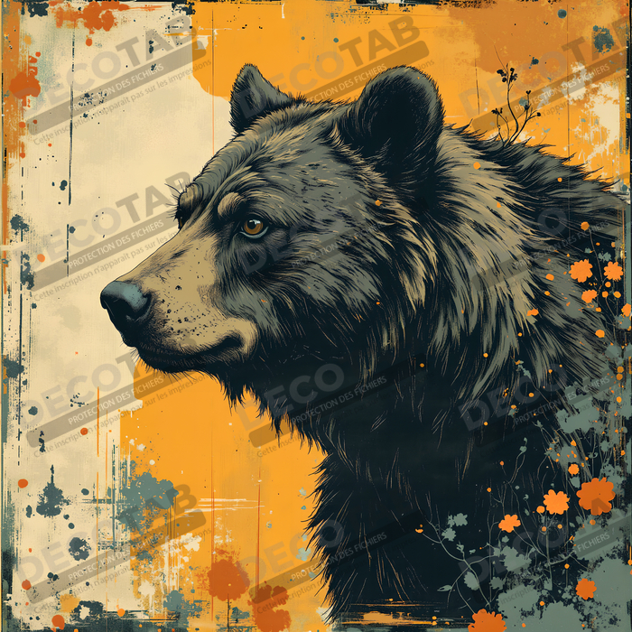 Tableau ours brun | Peinture ours moderne et expressive