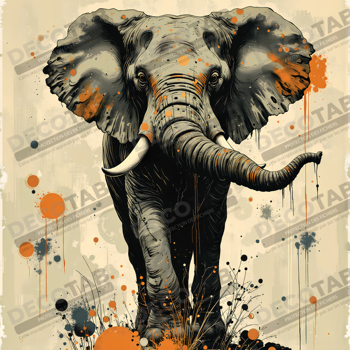 Tableau éléphant - Peinture expressive moderne