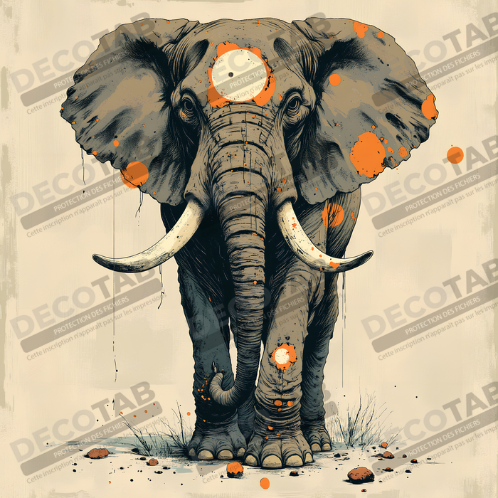 Tableau éléphant - Peinture expressive moderne
