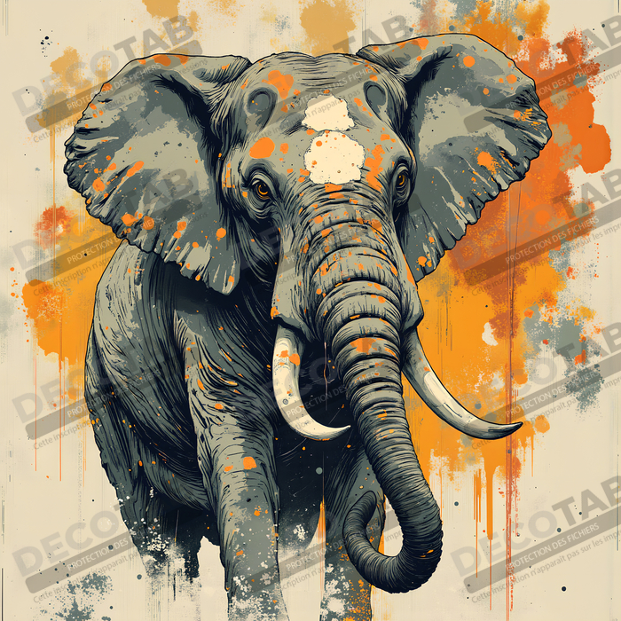 Tableau éléphant - Peinture expressive moderne