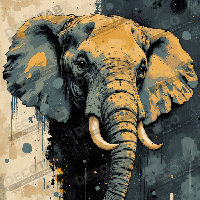 Tableau éléphant - Peinture expressive moderne